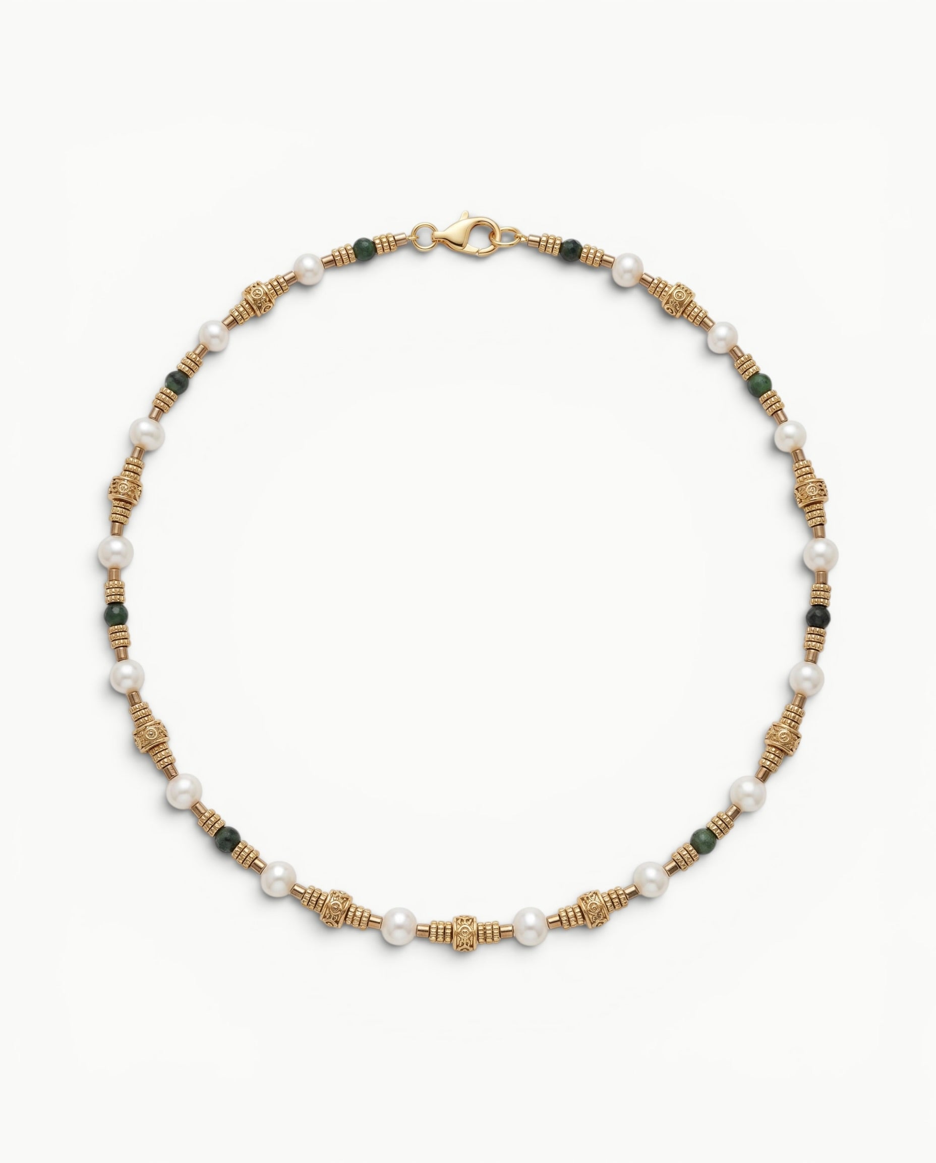 Collier Melia – Ruby zoïsite verte, Perles d’eau douce & Hématite dorée | MIMA BACH