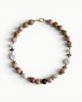 Collier DUNE rose, en pierre rodhonite, jaspe paysage et mookaite, perles eau douce et hématites dorées – MIMA BACH