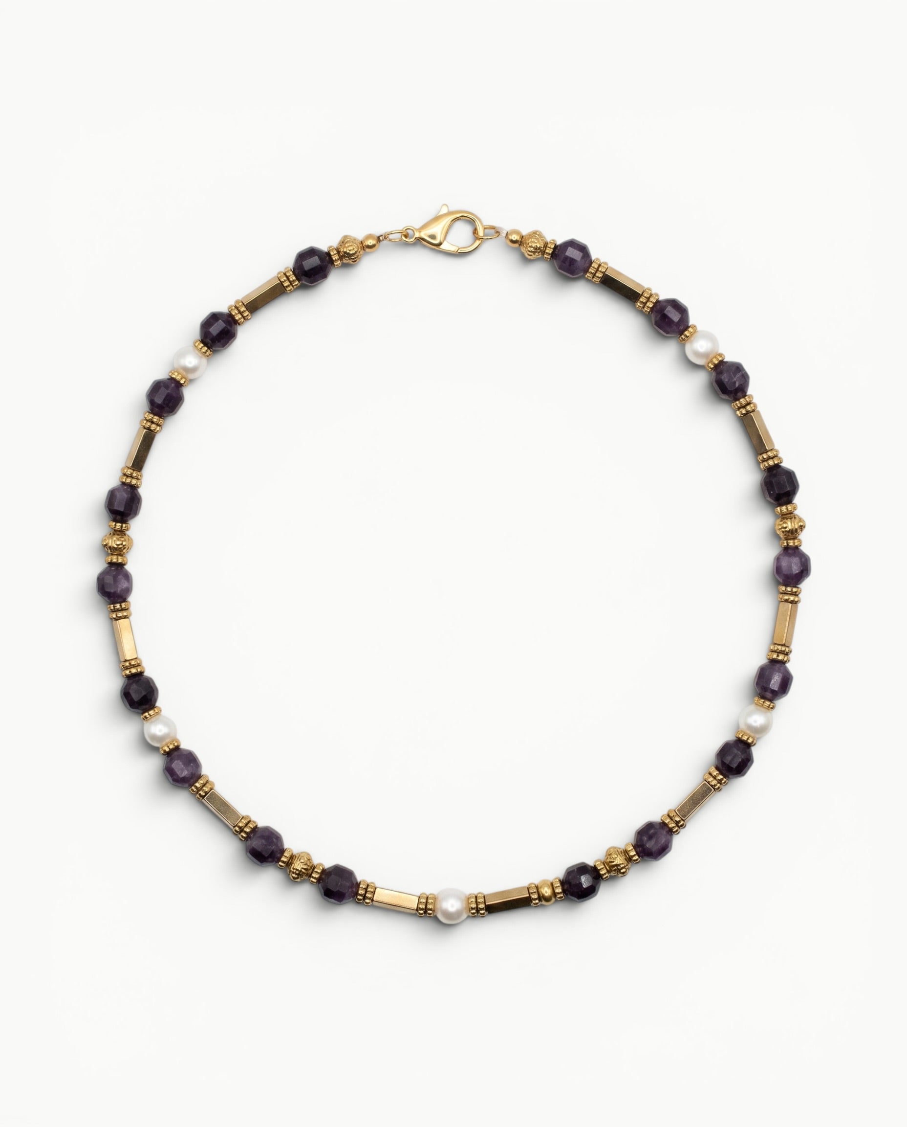 RAYA Violet – Agate violette, perles d’eau douce & hématite dorée | MIMA BACH