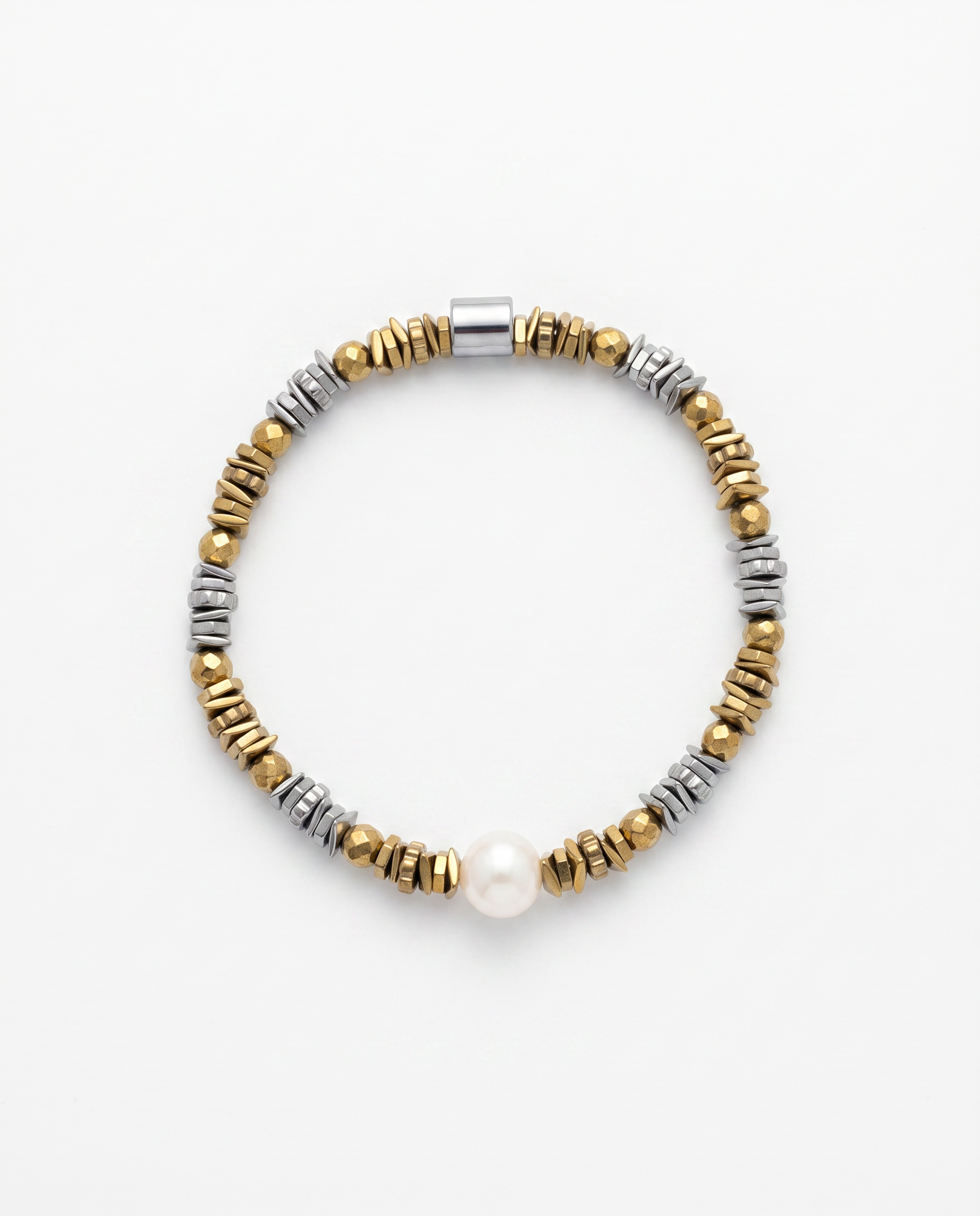 Bracelet Shimmer perle eau douce et hématite argentée dorée – MIMA BACH
